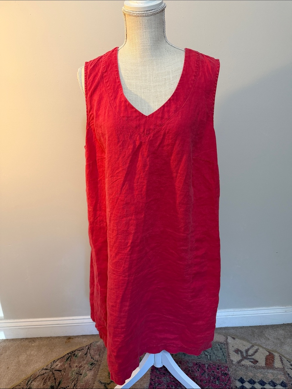 J. Jill Bright Pink V-Neck Linen Swim Cover-Up